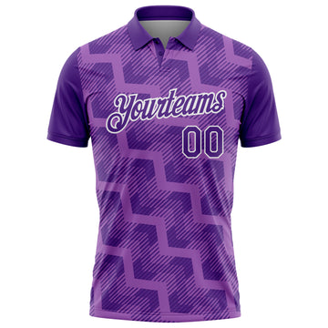 Custom Purple Medium Purple-White Geometric Block Diagonal Line Hatching Performance Polo Shirt