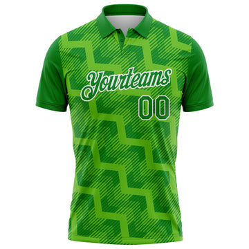 Custom Grass Green Aurora Green-White Geometric Block Diagonal Line Hatching Performance Polo Shirt