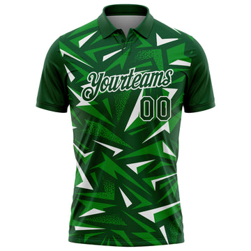 Custom Green Grass Green-White Cyber Mecha E-sport Geometric Shards Spike Performance Polo Shirt