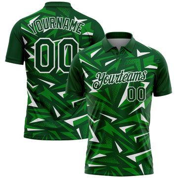 Custom Green Grass Green-White Cyber Mecha E-sport Geometric Shards Spike Performance Polo Shirt