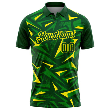Custom Green Grass Green-Light Yellow Cyber Mecha E-sport Geometric Shards Spike Performance Polo Shirt