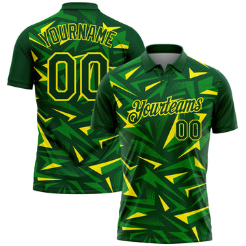 Custom Green Grass Green-Light Yellow Cyber Mecha E-sport Geometric Shards Spike Performance Polo Shirt