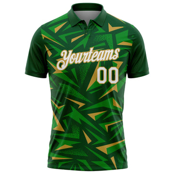 Custom Green White Grass Green-Old Gold Cyber Mecha E-sport Geometric Shards Spike Performance Polo Shirt