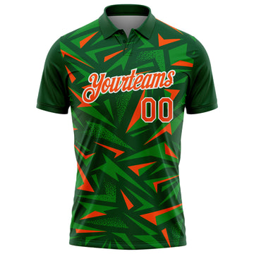 Custom Green Orange Grass Green-White Cyber Mecha E-sport Geometric Shards Spike Performance Polo Shirt