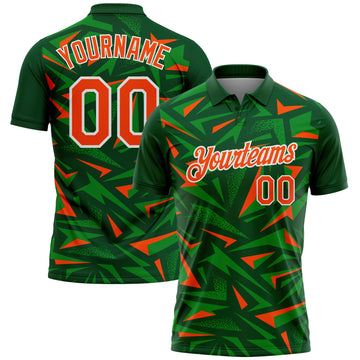 Custom Green Orange Grass Green-White Cyber Mecha E-sport Geometric Shards Spike Performance Polo Shirt
