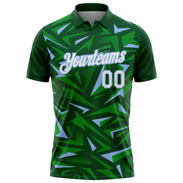 Custom Green White Grass Green-Light Blue Cyber Mecha E-sport Geometric Shards Spike Performance Polo Shirt