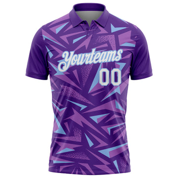 Custom Purple White Medium Purple-Light Blue Cyber Mecha E-sport Geometric Shards Spike Performance Polo Shirt