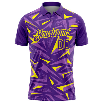 Custom Purple Medium Purple-Light Yellow Cyber Mecha E-sport Geometric Shards Spike Performance Polo Shirt