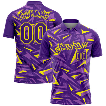 Custom Purple Medium Purple-Light Yellow Cyber Mecha E-sport Geometric Shards Spike Performance Polo Shirt