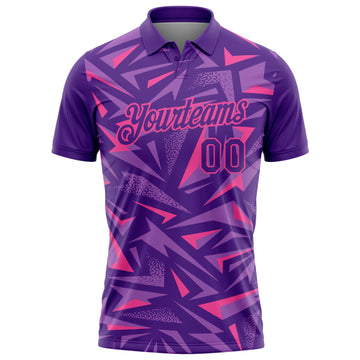 Custom Purple Medium Purple-Pink Cyber Mecha E-sport Geometric Shards Spike Performance Polo Shirt