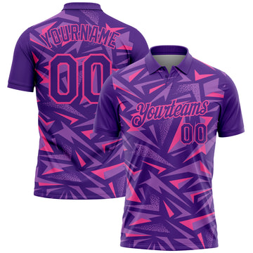 Custom Purple Medium Purple-Pink Cyber Mecha E-sport Geometric Shards Spike Performance Polo Shirt