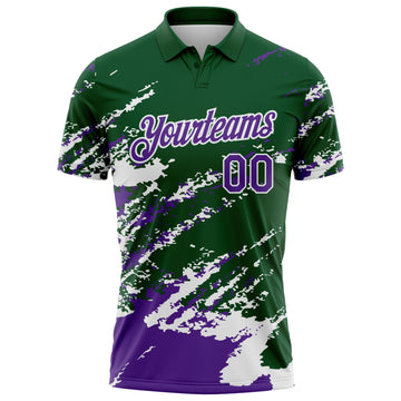 Custom Green Purple-White Brush Stroke Shatter Splatter Performance Polo Shirt