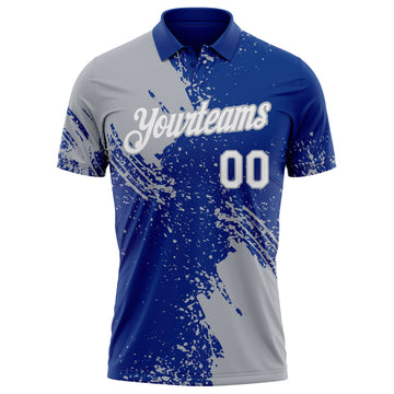 Custom Royal White-Gray Distressed Scratch Brush Stroke Performance Polo Shirt