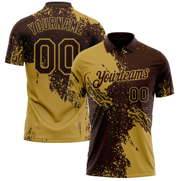 Custom Brown-Old Gold Distressed Scratch Brush Stroke Performance Polo Shirt