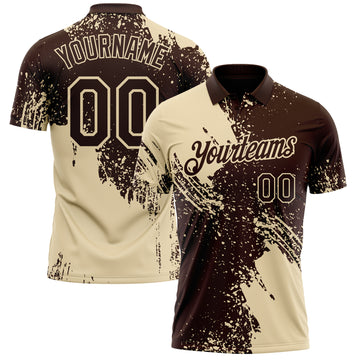 Custom Brown-Cream Distressed Scratch Brush Stroke Performance Polo Shirt