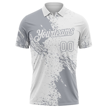 Custom White-Gray Distressed Scratch Brush Stroke Performance Polo Shirt