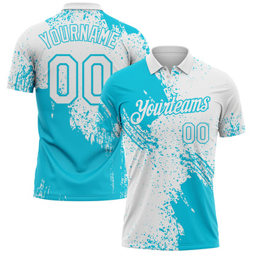 Custom White-Lakes Blue Distressed Scratch Brush Stroke Performance Polo Shirt