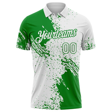 Custom White-Grass Green Distressed Scratch Brush Stroke Performance Polo Shirt