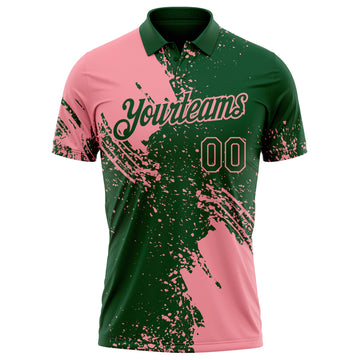 Custom Green-Medium Pink Distressed Scratch Brush Stroke Performance Polo Shirt