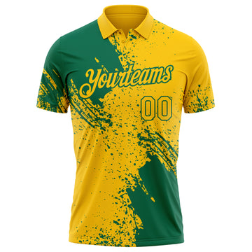Custom Yellow-Kelly Green Distressed Scratch Brush Stroke Performance Polo Shirt