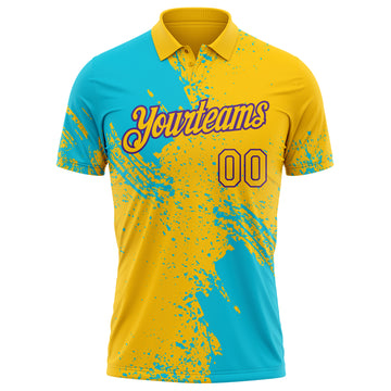 Custom Yellow Lakes Blue-Purple Distressed Scratch Brush Stroke Performance Polo Shirt