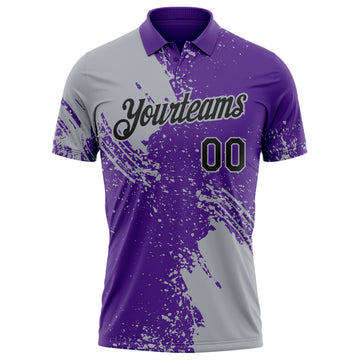 Custom Purple Black-Gray Distressed Scratch Brush Stroke Performance Polo Shirt