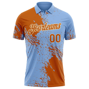 Custom Light Blue Texas Orange-Cream Distressed Scratch Brush Stroke Performance Polo Shirt