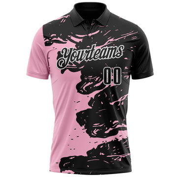 Custom Black Light Pink-White Fluid Paint Splash Performance Polo Shirt