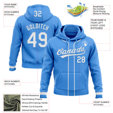 Custom Stitched Powder Blue White-Powder Blue Baseball Pullover Sweatshirt Hoodie
