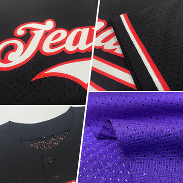 Custom Purple Orange-Gray Mesh Authentic Throwback Baseball Jersey