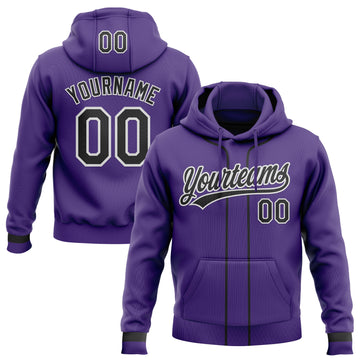 Custom Stitched Purple Black-White Baseball Pullover Sweatshirt Hoodie