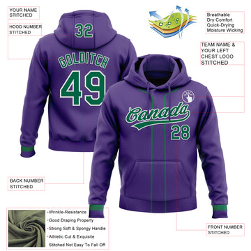 Custom Stitched Purple Kelly Green-White Baseball Pullover Sweatshirt Hoodie