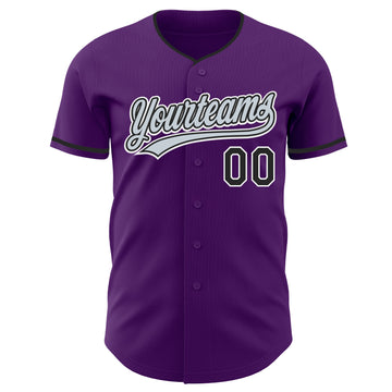 Custom Purple Black White-Silver Authentic Baseball Jersey