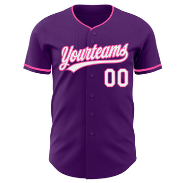Custom Purple White-Pink Authentic Baseball Jersey