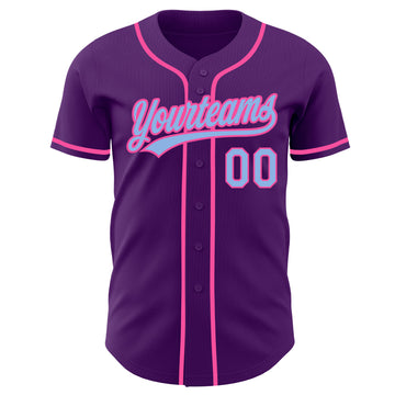 Custom Purple Light Blue-Pink Authentic Baseball Jersey