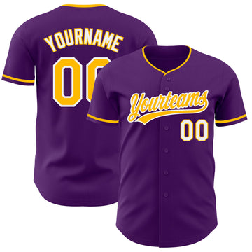 Custom Purple Gold-White Authentic Baseball Jersey