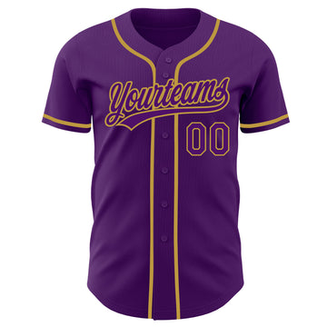 Custom Purple-Old Gold Authentic Baseball Jersey