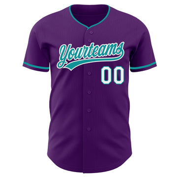 Custom Purple Teal-White Authentic Baseball Jersey