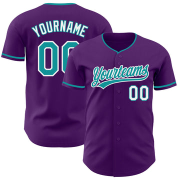 Custom Purple Teal-White Authentic Baseball Jersey