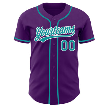Custom Purple Teal-White Authentic Baseball Jersey
