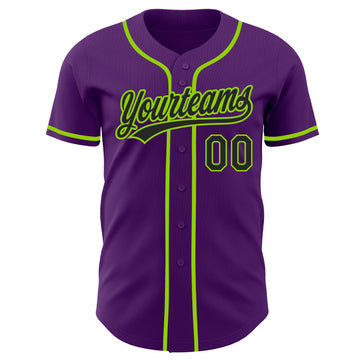 Custom Purple Black-Neon Green Authentic Baseball Jersey