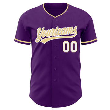 Custom Purple Vegas Gold-White Authentic Baseball Jersey