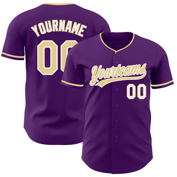 Custom Purple Vegas Gold-White Authentic Baseball Jersey