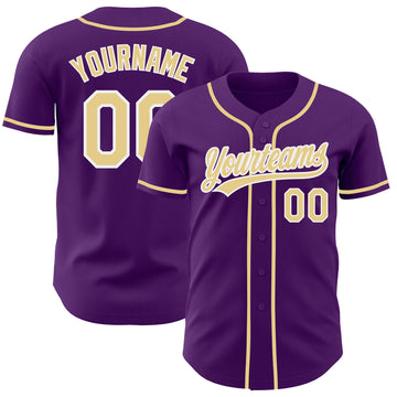 Custom Purple Vegas Gold-White Authentic Baseball Jersey