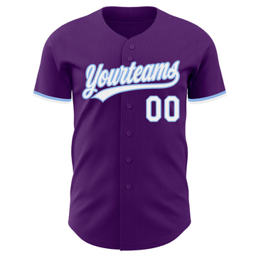 Custom Purple White-Light Blue Authentic Baseball Jersey