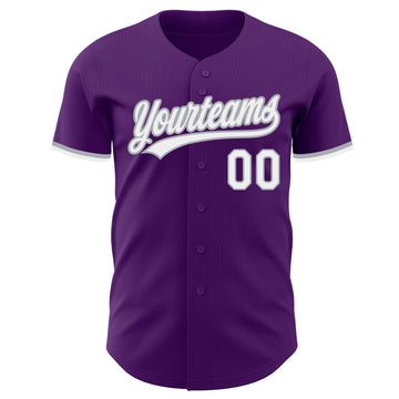 Custom Purple White-Gray Authentic Baseball Jersey