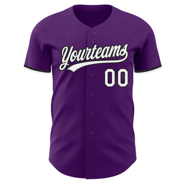 Custom Purple White-Black Authentic Baseball Jersey