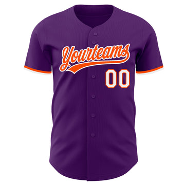 Custom Purple Orange-White Authentic Baseball Jersey