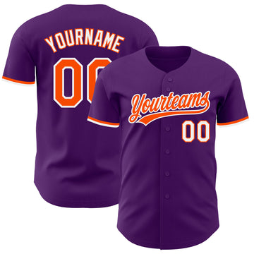 Custom Purple Orange-White Authentic Baseball Jersey