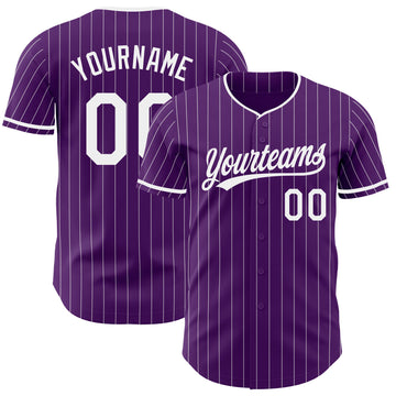 Custom Purple White Pinstripe Authentic Baseball Jersey
